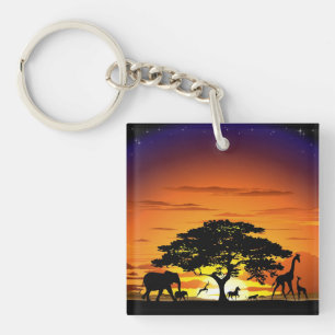 Vilda djur om nyckelkedjan Savannah Sunset