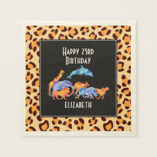 Vilda djur på en leopard Mönster-dag Pappersservett