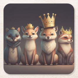 Vilda djur på krona underlägg papper kvadrat