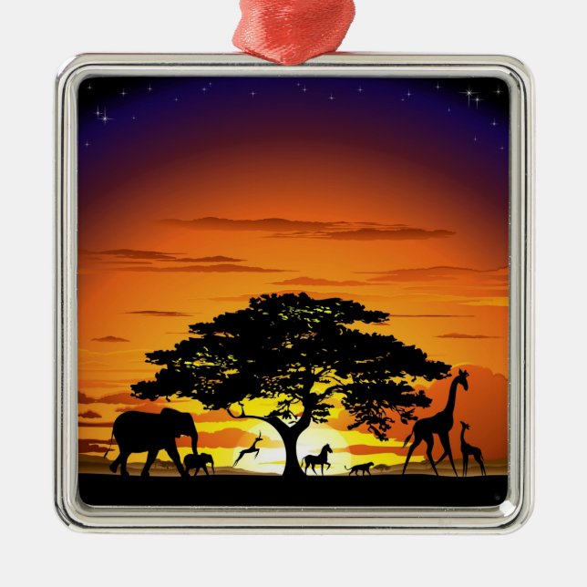 Vilda djur på Savannah Sunset Ornament (Framsidan)