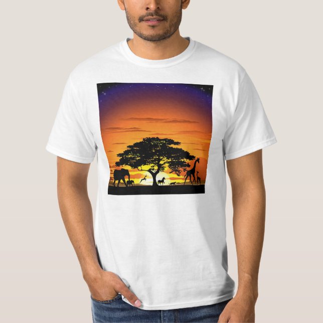 Vilda djur på Savannah Sunset T-shirt (Framsida)