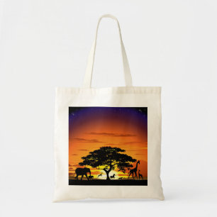 Vilda djur på Savannah Sunset tote bag Tygkasse