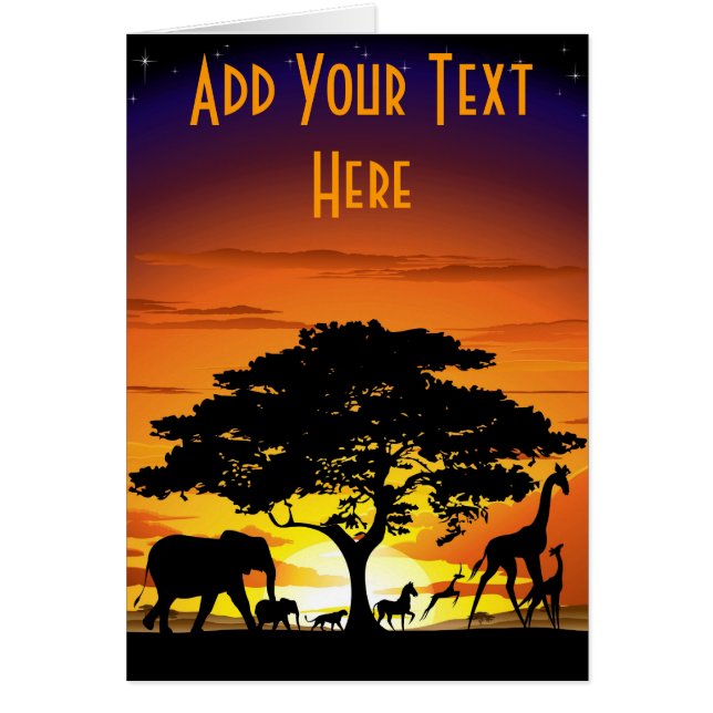 Vilda djur på Savannahsolnedgångkort Hälsningskort (Framsidan)