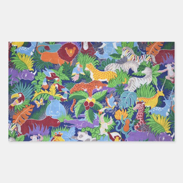 Vilda djur rektangulärt klistermärke (Framsida)
