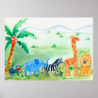 Vilda djur Safari Artwork Poster