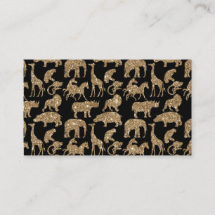 Vilda djur Safari Elegant Golden Glitter Gnistra Visitkort
