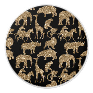 Vilda djur Safari Elegant Guld Glitter Gnistra Knopp