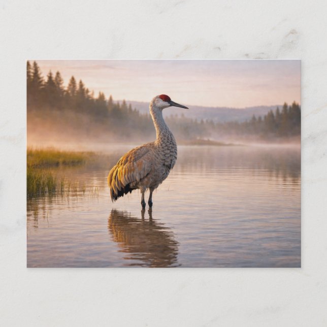 Vilda djur Sandhill Crane Våtmark Vykort (Framsida)