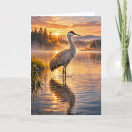 Vilda djur Sandhill Trana Reflekterande sjöscen Kort