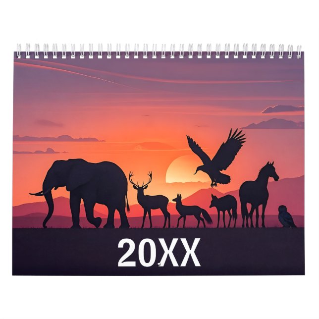 Vilda djur Silhuett Väggkalender 2026 Kalender (Omslag)