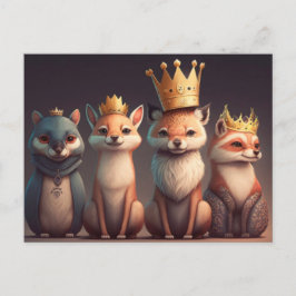 Vilda djur som bär kronor vykort