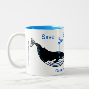Vilda djur - Spara Blue WHALES - Wildlife - Två-Tonad Mugg