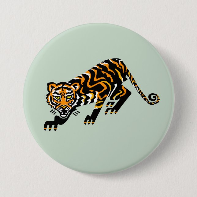 Vilda djur - TIGER - Vild catGreen Knapp (Framsida)