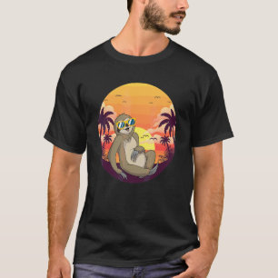 Vilda djur Tropiskt djur Solnedgång Palmträd Seng T Shirt