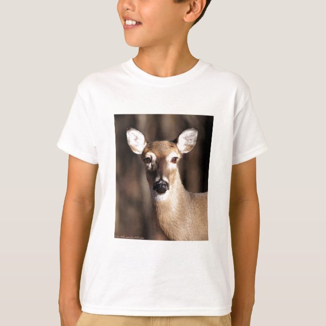 Vilda djur Vit svanshjort Doe Porträtt T-shirt (Framsida)