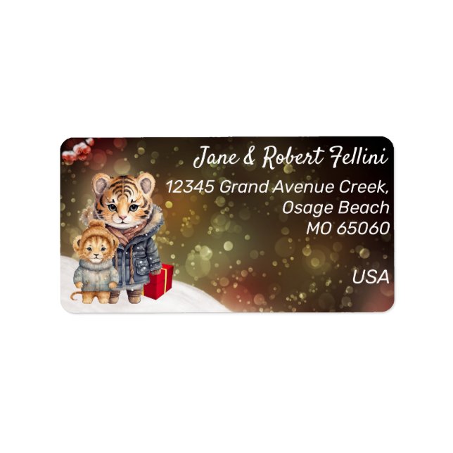 Vilda djur Winter-drömmande gåva till festlig anpa Adressetikett (Framsidan)