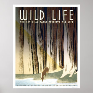 Vilda djurnationalpark 1940 WPA Poster