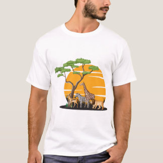 Vilda djurs silhuett Träd Natur Konst T Shirt