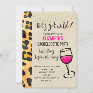 Vilda djurtryck och vinglas Henparty Inbjudningar