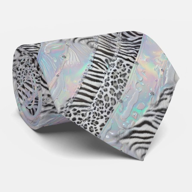 Vilda djurtryck Opal prickig slips (Rullad)