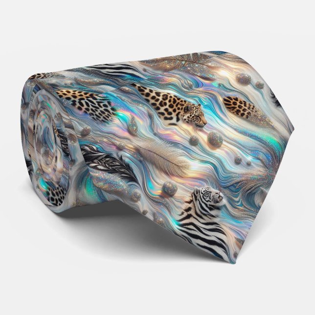 Vilda djurtryck Opal prickig slips (Rullad)