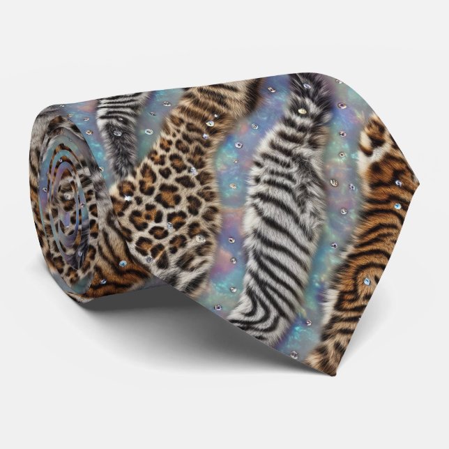 Vilda djurtryck Opal prickig slips (Rullad)