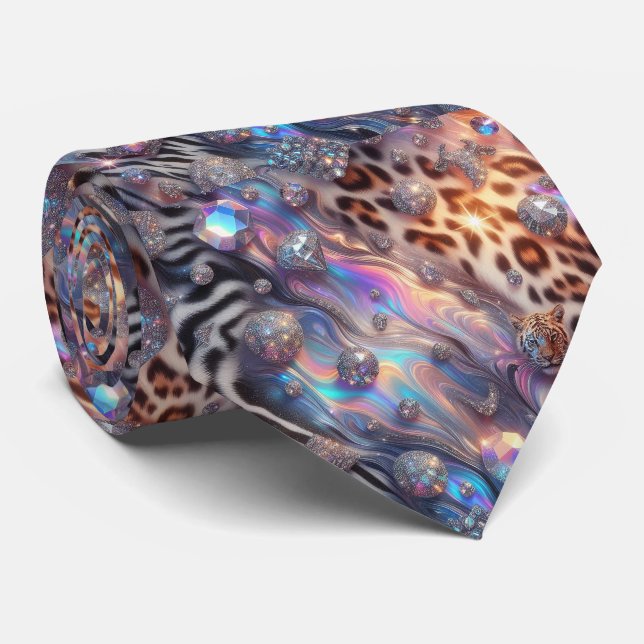 Vilda djurtryck Opal prickig slips (Rullad)