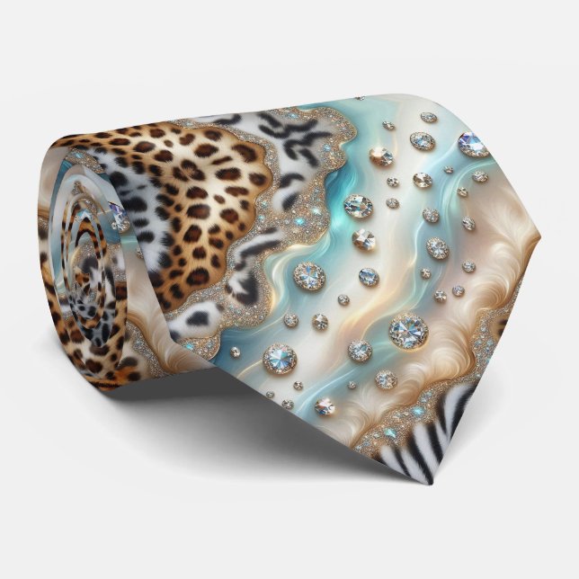 Vilda djurtryck Opal prickig slips (Rullad)