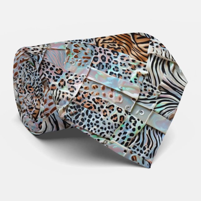 Vilda djurtryck Opal prickig slips (Rullad)