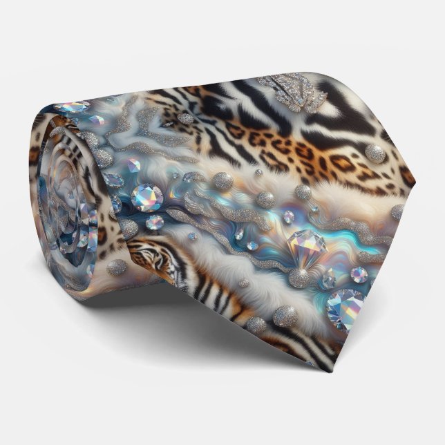 Vilda djurtryck Opal prickig slips (Rullad)