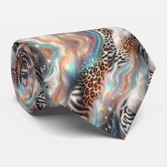 Vilda djurtryck Opal prickig slips (Rullad)