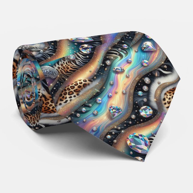 Vilda djurtryck Opal prickig slips (Rullad)