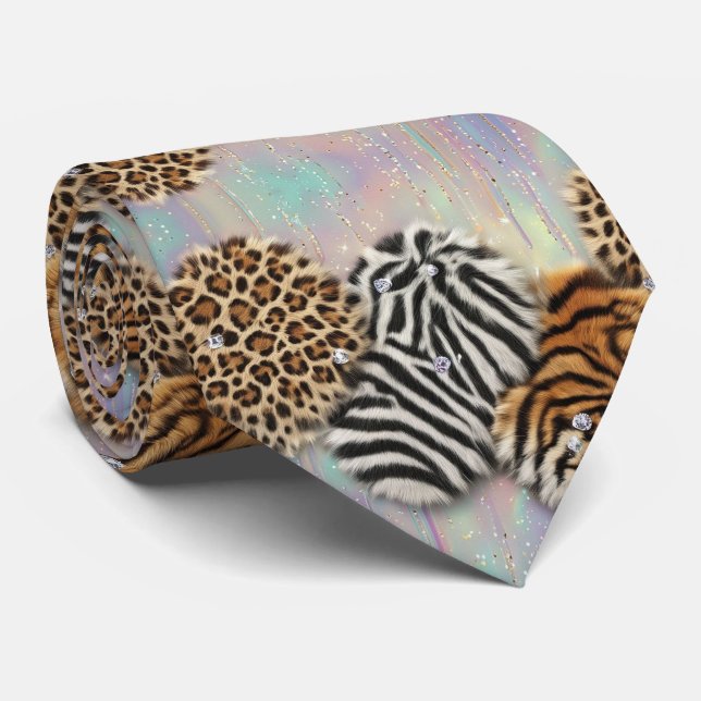 Vilda djurtryck Opal prickig slips (Rullad)
