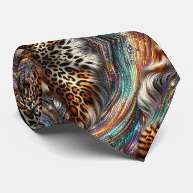 Vilda djurtryck Opal prickig slips (Rullad)