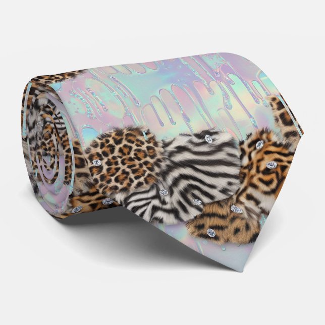 Vilda djurtryck Opal prickig slips (Rullad)