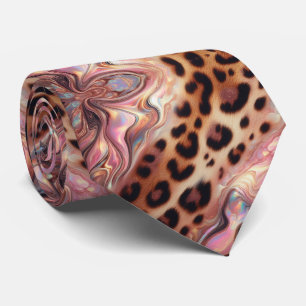 Vilda djurtryck Rosa Opal prickig slips