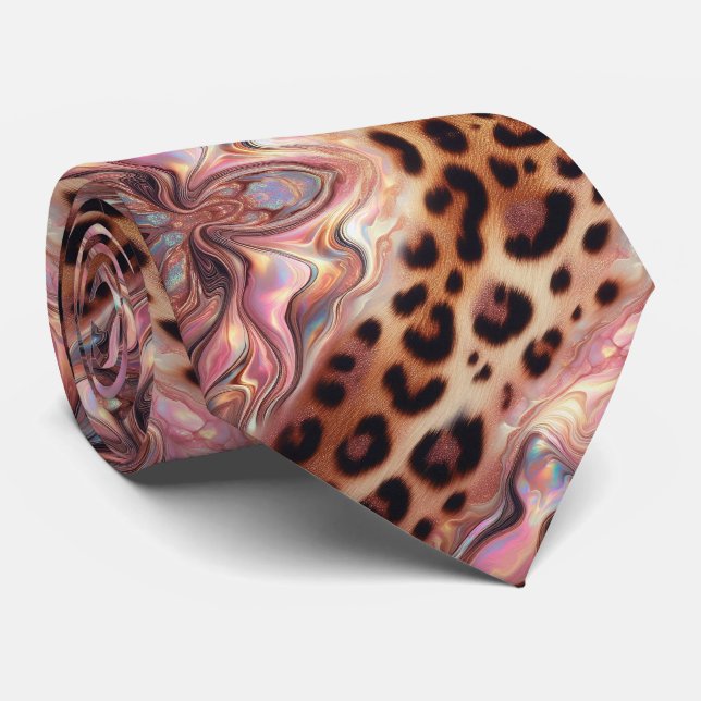 Vilda djurtryck Rosa Opal prickig slips (Rullad)