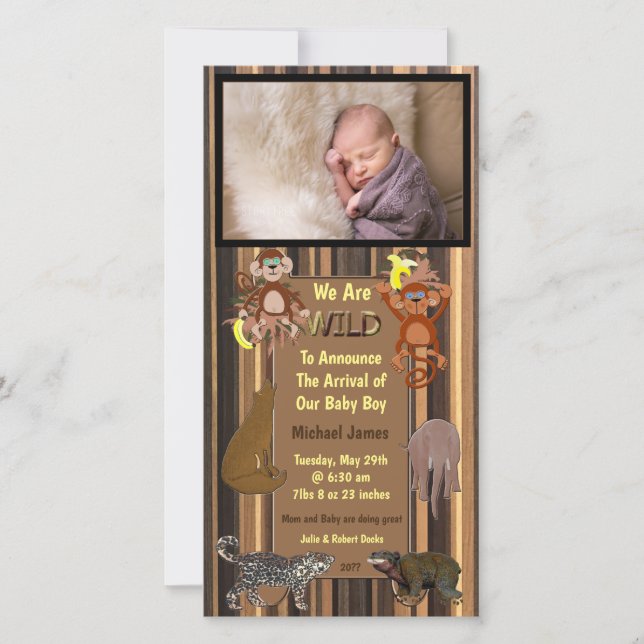 Vilda Dschungelränder Födelse Meddelande (Framsida)