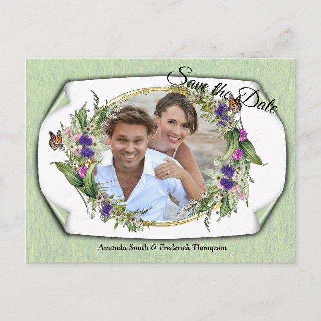 Vilda ekologiskt vänliga vårblommor annonseringsin meddelande vykort (Framsida)