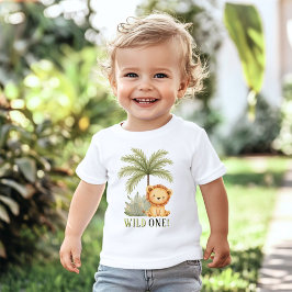 Vilda en djungelsafari 1-års födelsedag t shirt