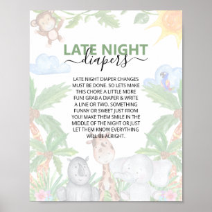 Vilda en Safari Baby Shower Sent natt blöjdnadsaff Poster