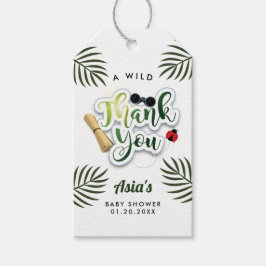 Vilda en safari djungel tropisk baby shower presentetikett