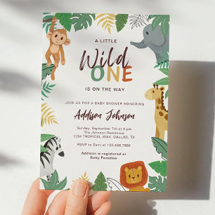 Vilda En Safari Djur Baby Shower Inbjudningar