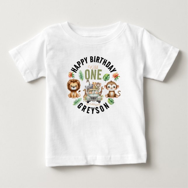Vilda enas djungeläventyr 1-årsdag t shirt (Framsida)