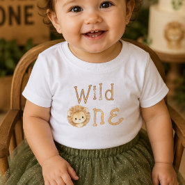 Vilda Enhövdade Lejon Första Födelsedags Babyflick T Shirt