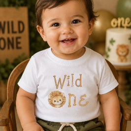 Vilda enhövdade lejon Första födelsedags babypojke T Shirt