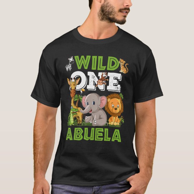 Vilda Ett Abuela Zoo Födelsedags Safari Djungeldju T Shirt (Framsida)