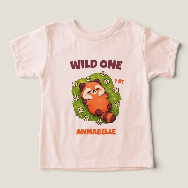 Vilda Ett Röda Panda Första Födelsedag Barn T Shirt (Design Framsida)