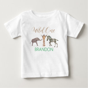 Vilda Ett Safari Djur 1-års Födelsedagsbarn T Shirt