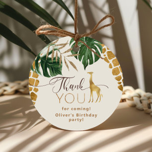 Vilda ett Safari-djur giraffe Birthday Tack Gåvor Etiketter